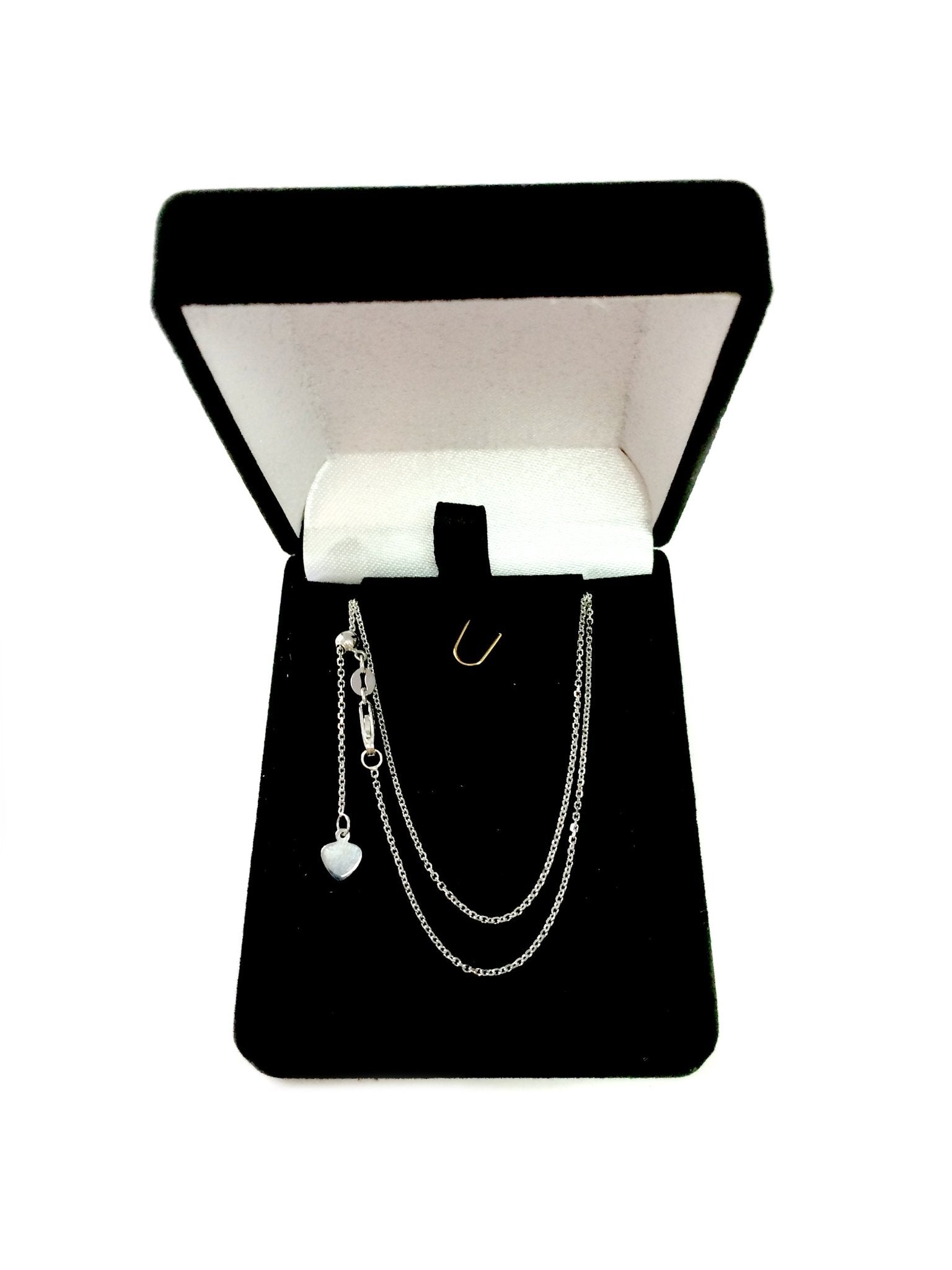 10k White Gold Adjustable Cable Link Chain Necklace, 0.9mm, 22" - JewelryAffairs