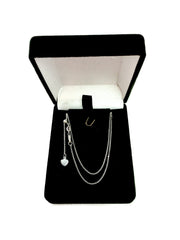 10k White Gold Adjustable Cable Link Chain Necklace, 0.9mm, 22" - JewelryAffairs