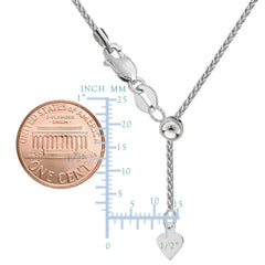10k White Gold Adjustable Wheat Link Chain Necklace, 1.0mm, 22" - JewelryAffairs