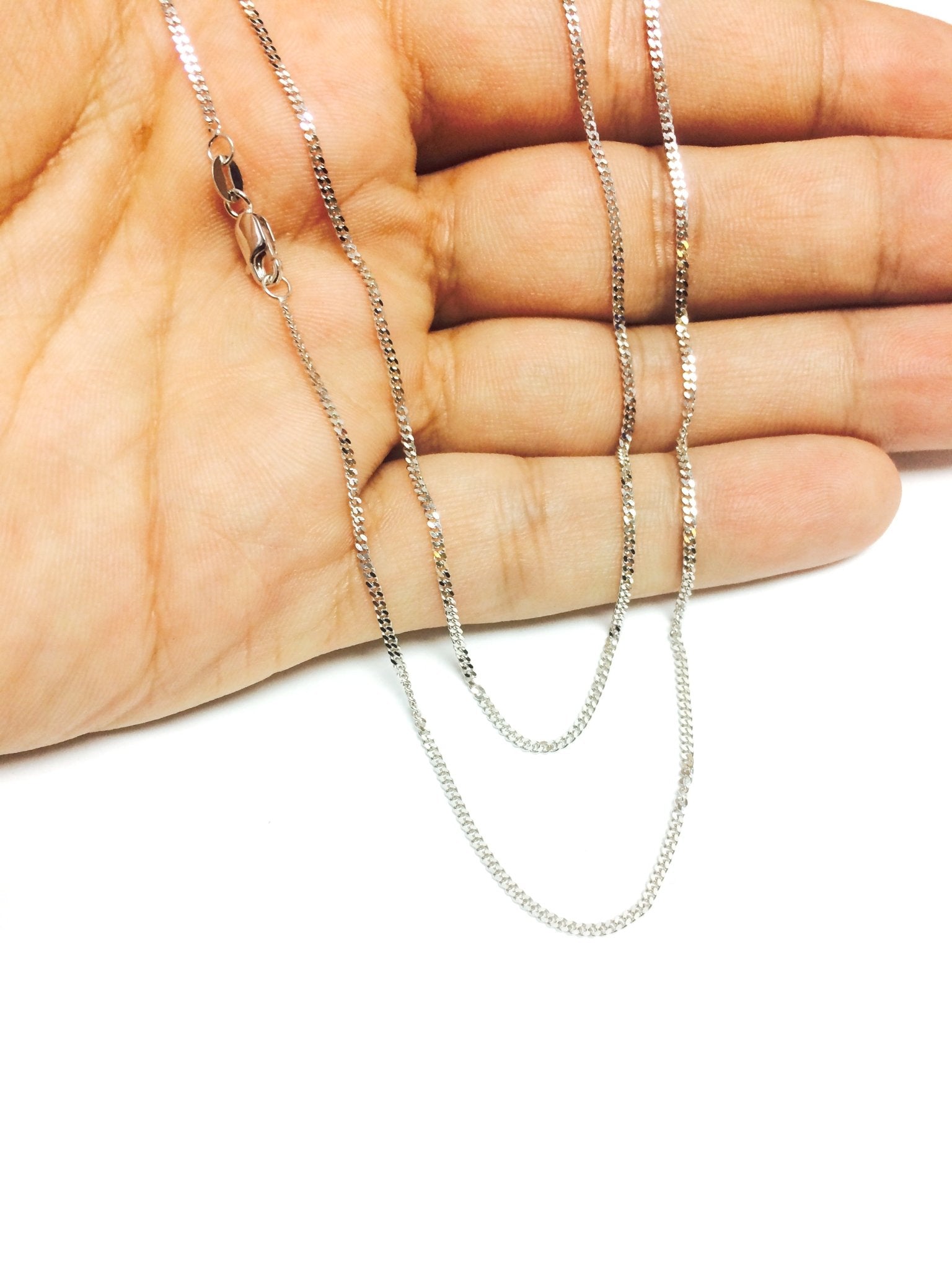 10k White Gold Gourmette Chain Necklace, 1.0mm - JewelryAffairs