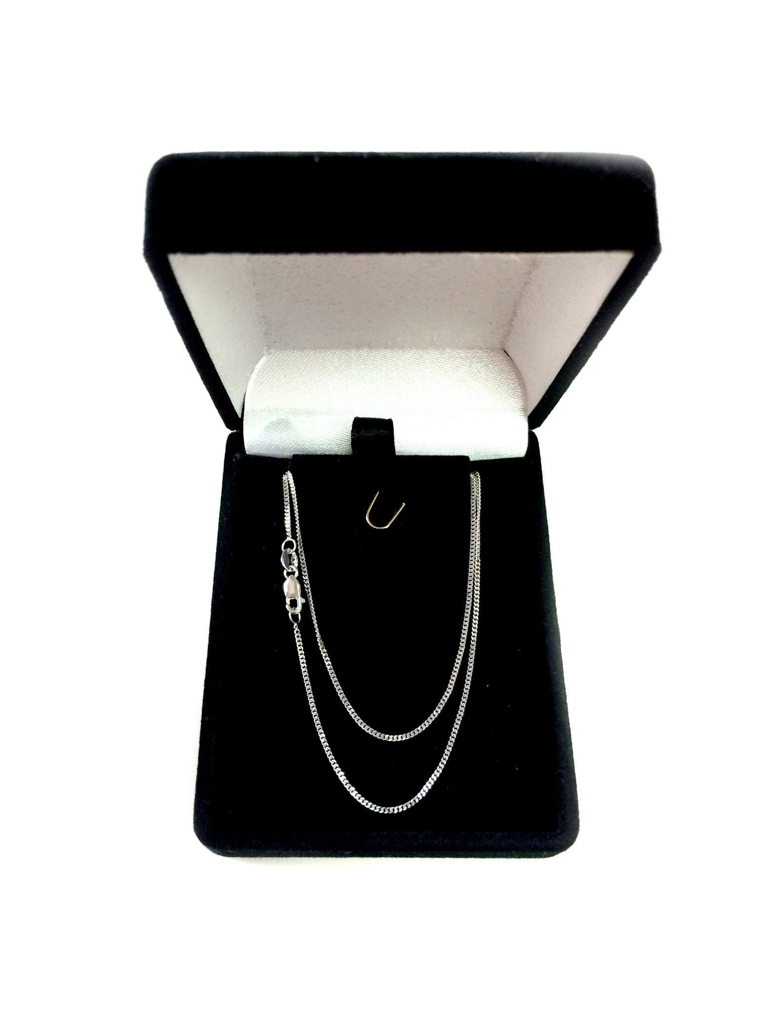 10k White Gold Gourmette Chain Necklace, 1.0mm - JewelryAffairs