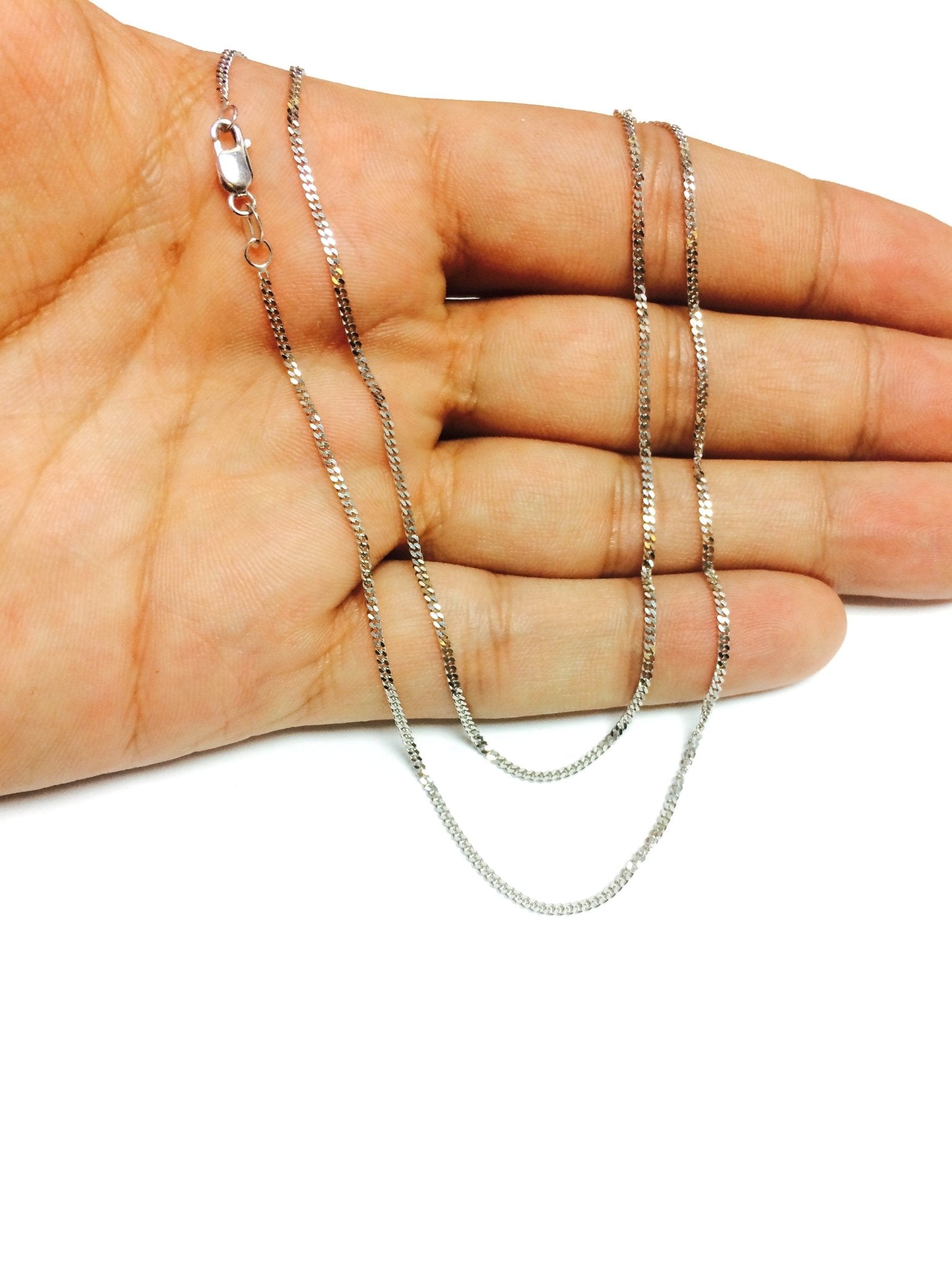 10k White Gold Gourmette Chain Necklace, 1.5mm - JewelryAffairs
