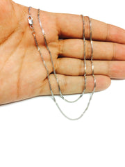 10k White Gold Gourmette Chain Necklace, 1.5mm