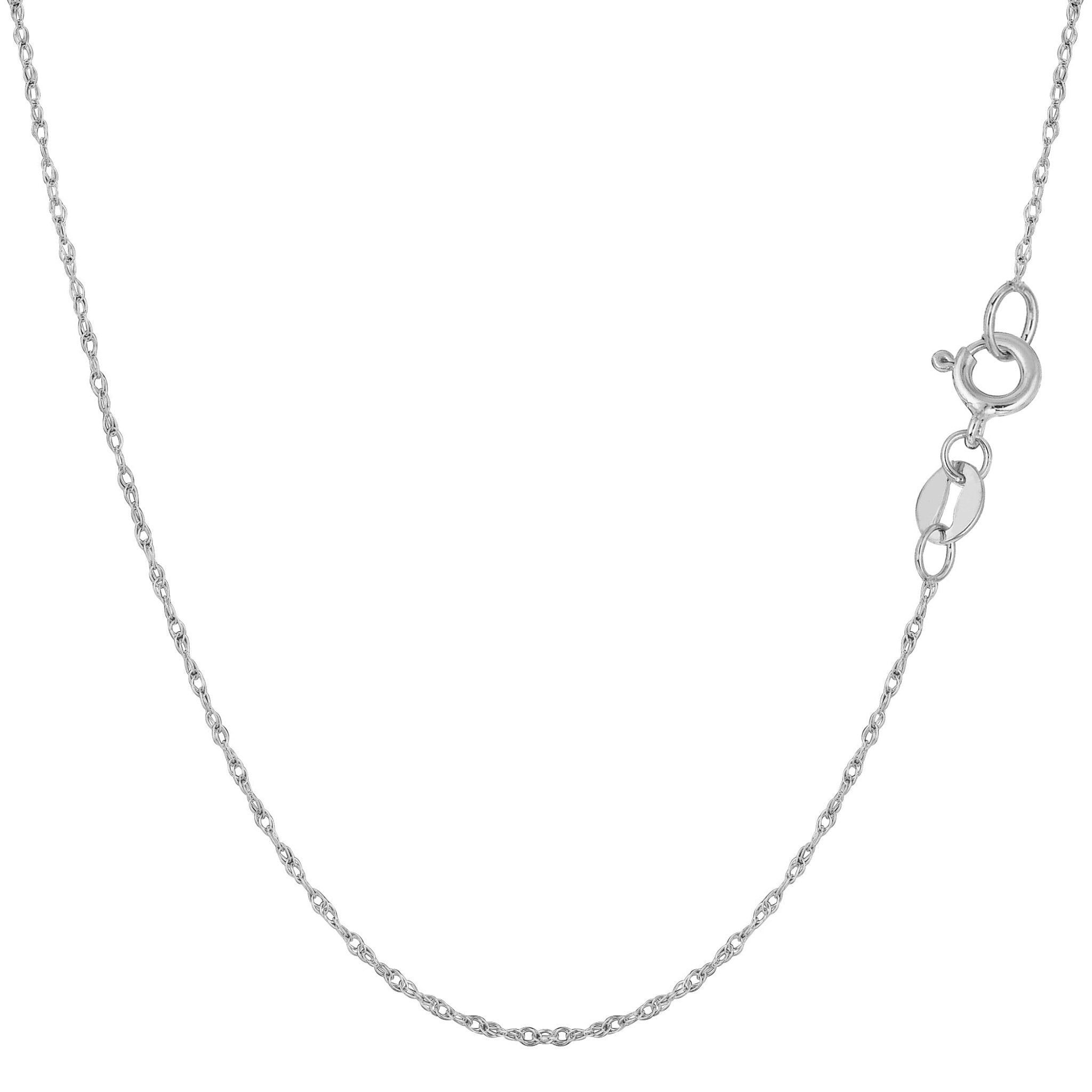 10k White Gold Rope Chain Necklace, 0.6mm - JewelryAffairs