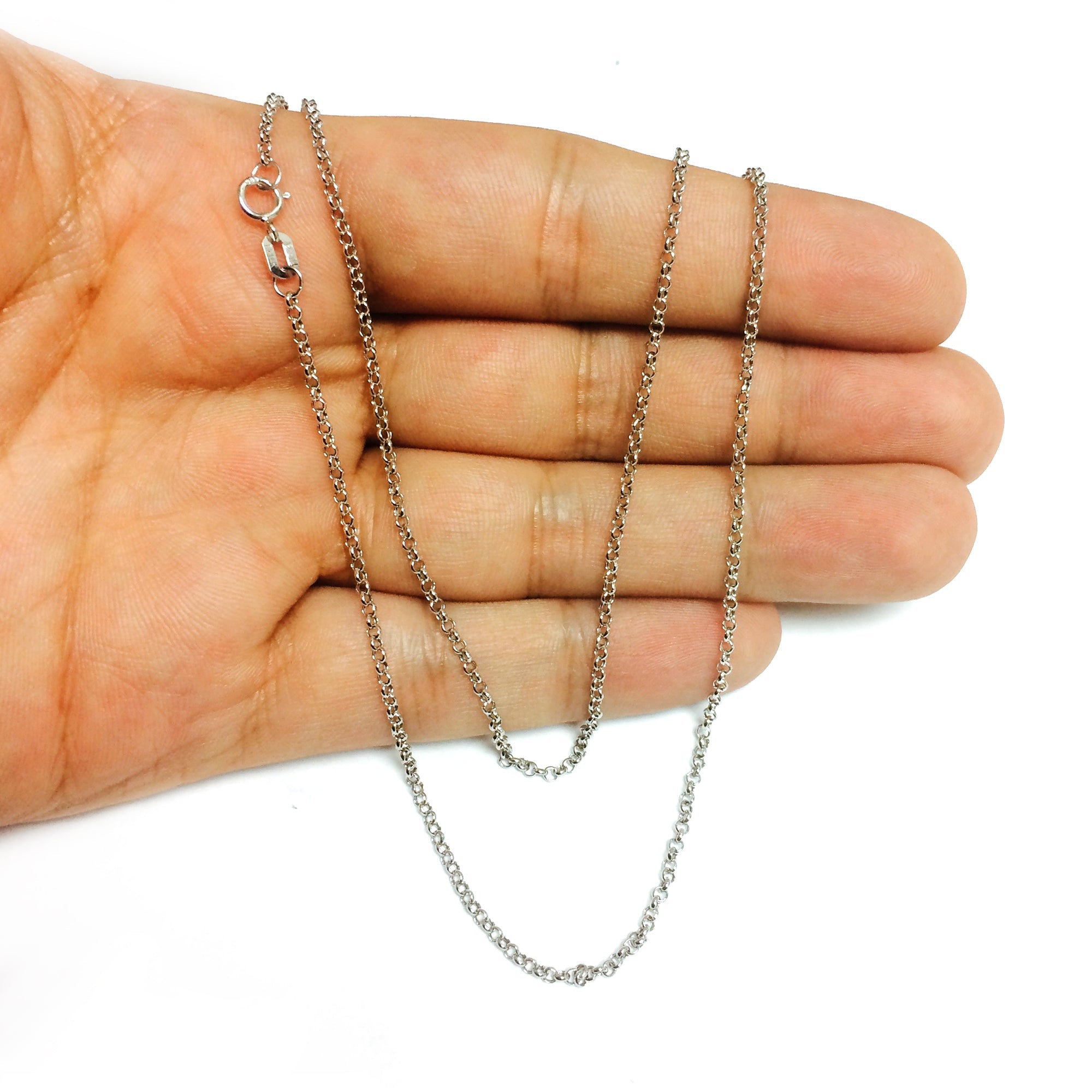 10k White Gold Round Rolo Link Chain Necklace, 1.9mm - JewelryAffairs