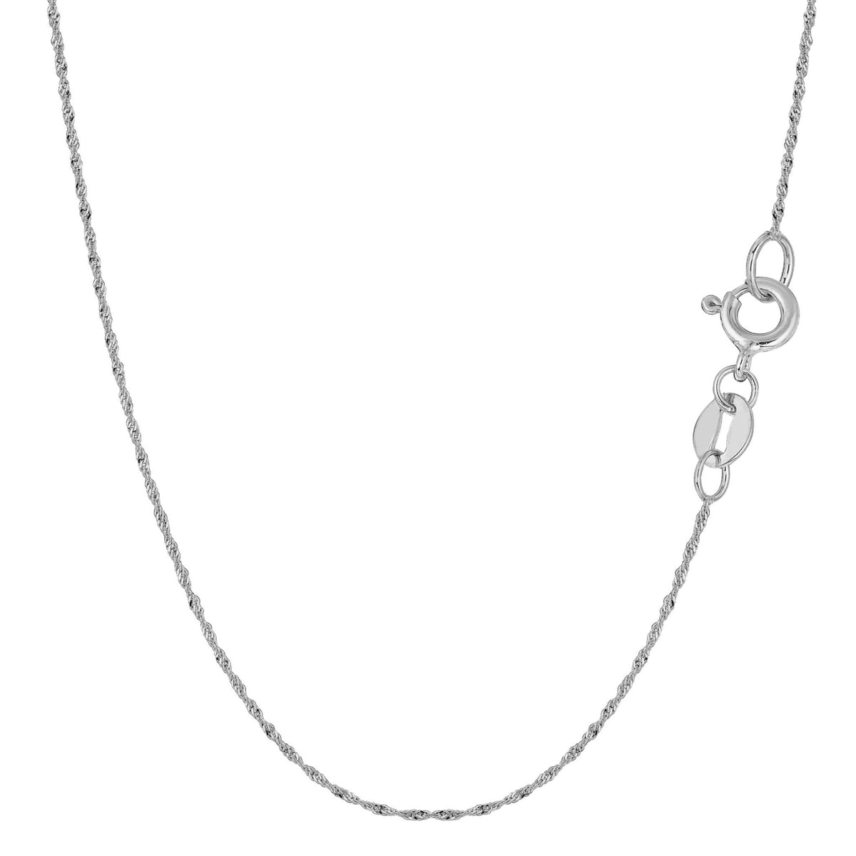 10k White Gold Singapore Chain Necklace, 0.8mm - JewelryAffairs