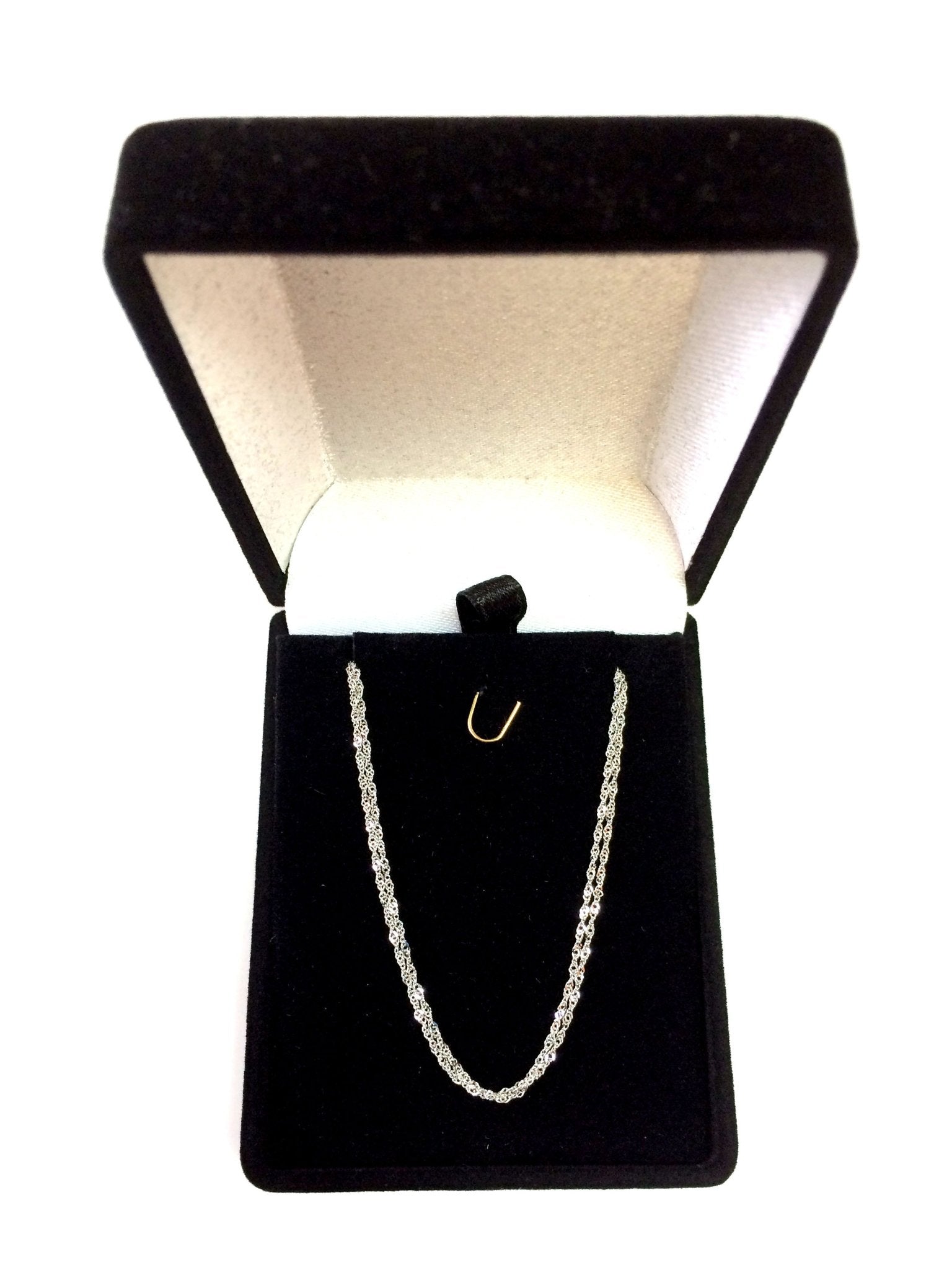 10k White Gold Singapore Chain Necklace, 1.0mm - JewelryAffairs