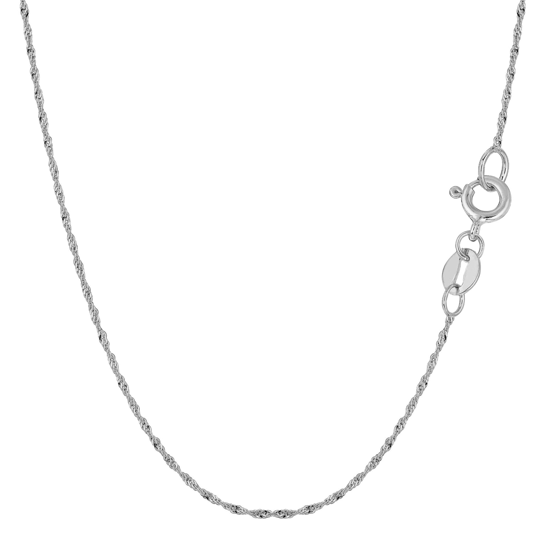 10k White Gold Singapore Chain Necklace, 1.0mm - JewelryAffairs