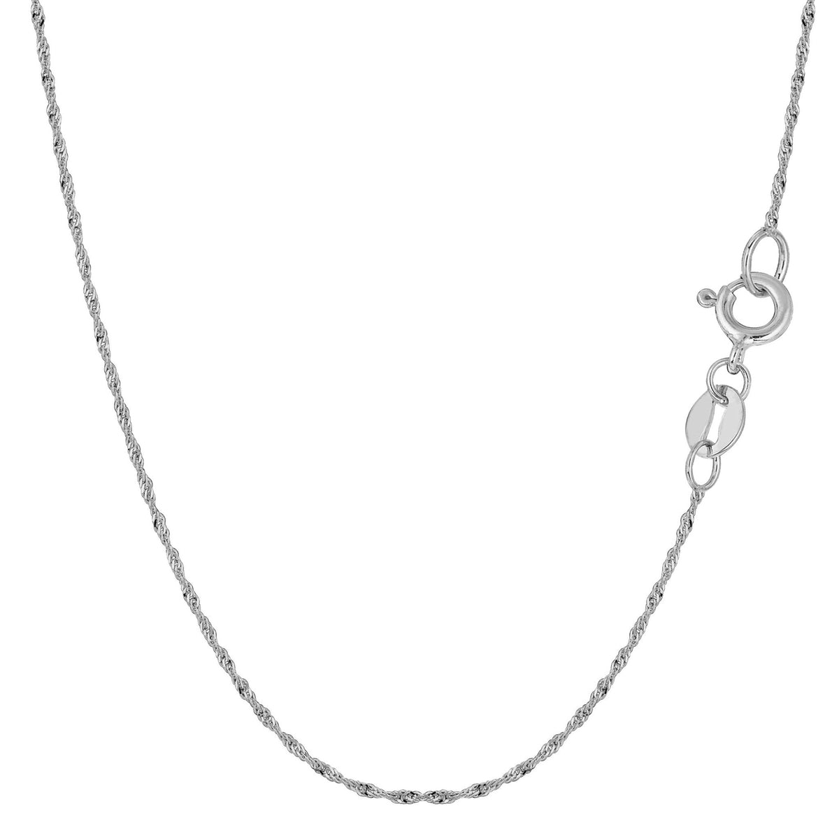 10k White Gold Singapore Chain Necklace, 1.0mm - JewelryAffairs