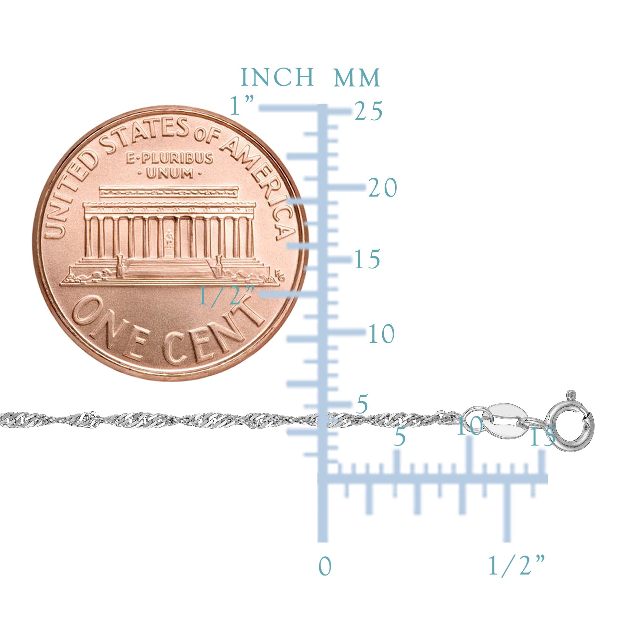 10k White Gold Singapore Chain Necklace, 1.5mm - JewelryAffairs