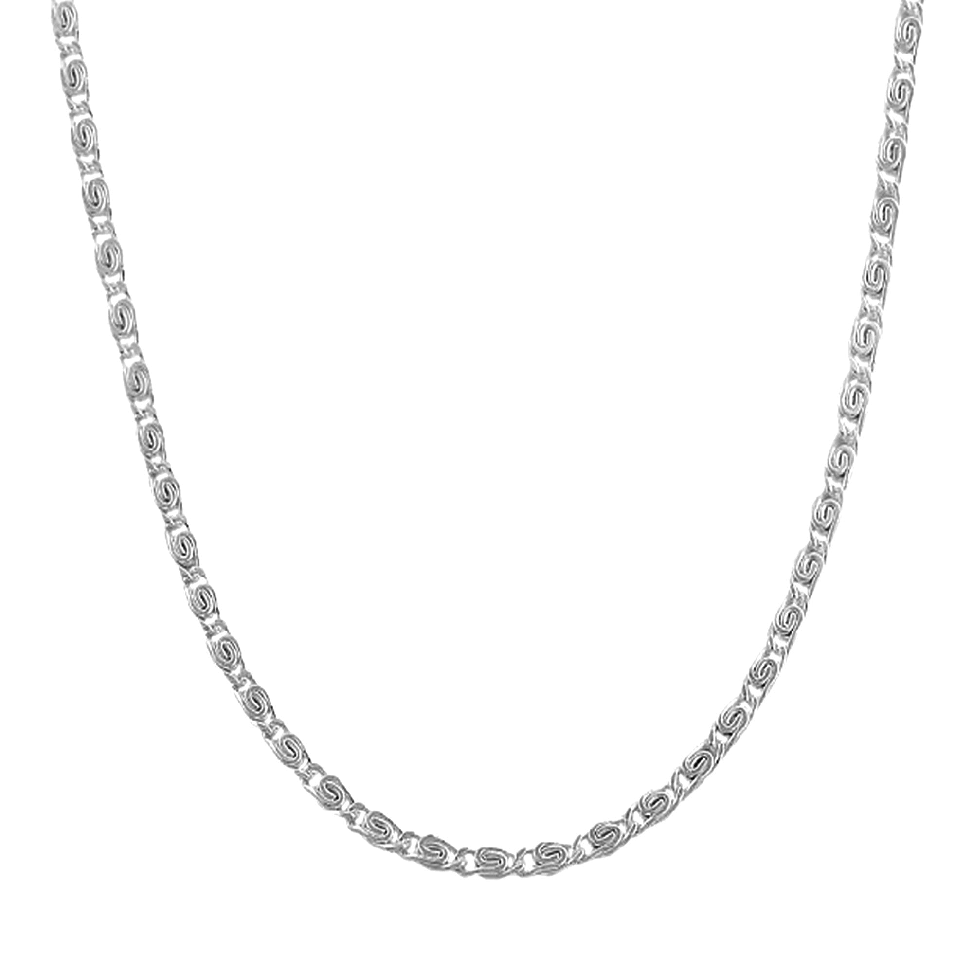 10K White Gold Tigers Eye Chain Necklace, 2.3mm, 18" - JewelryAffairs