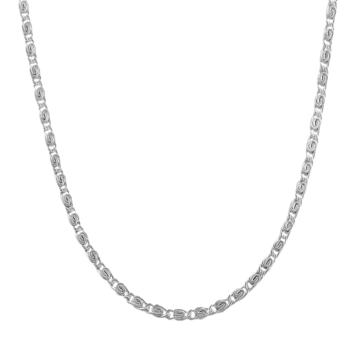 10K White Gold Tigers Eye Chain Necklace, 2.3mm, 18" - JewelryAffairs
