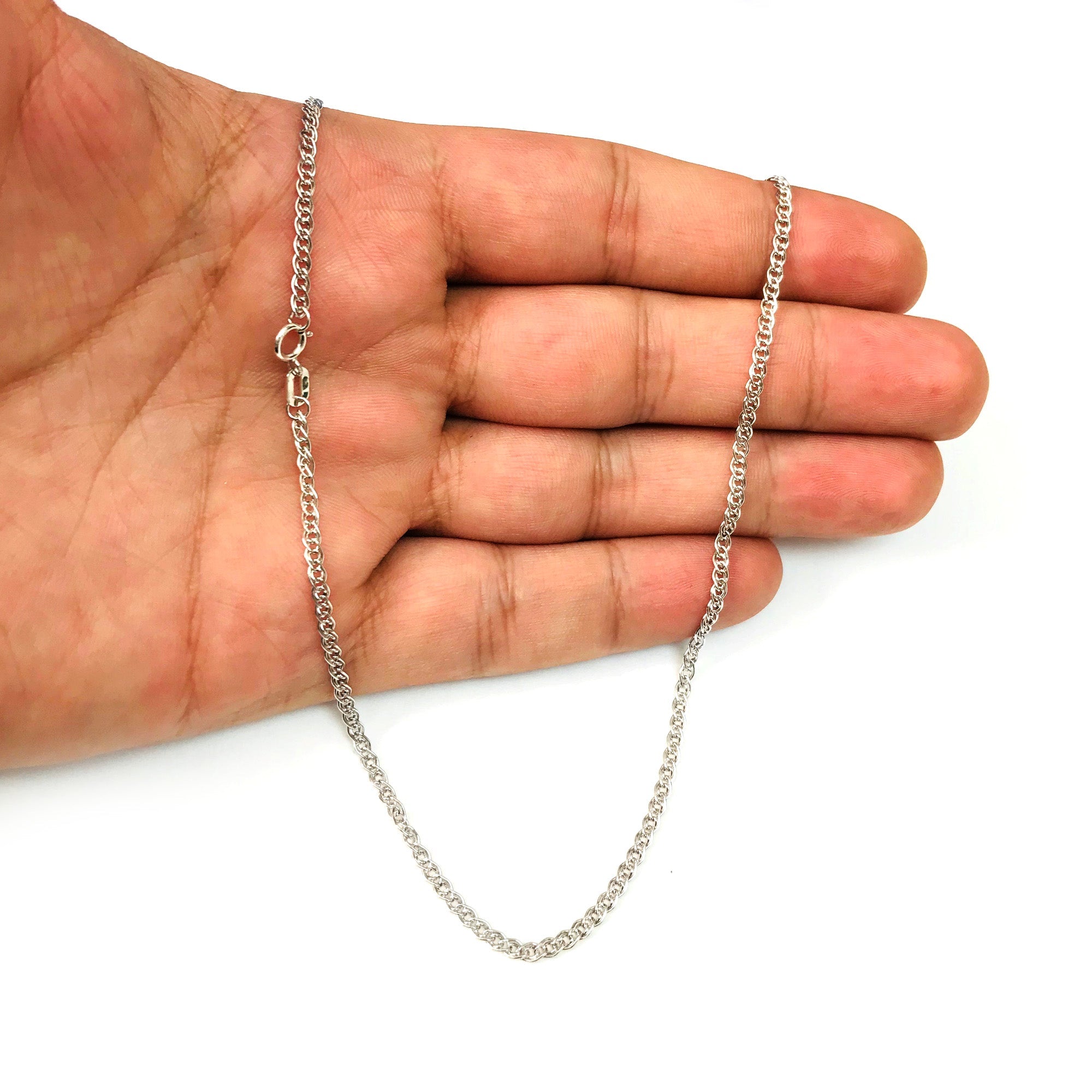 10K White Gold Tigers Eye Chain Necklace, 2.3mm, 18" - JewelryAffairs