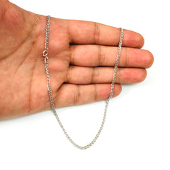 10K White Gold Tigers Eye Chain Necklace, 2.3mm, 18" - JewelryAffairs