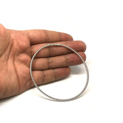 10k White Gold Twisted Cable Women's Bangle Bracelet, 8" - JewelryAffairs