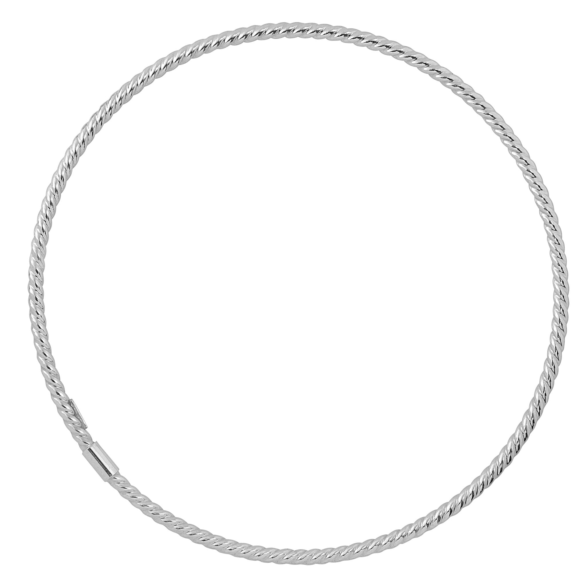 10k White Gold Twisted Cable Women's Bangle Bracelet, 8" - JewelryAffairs
