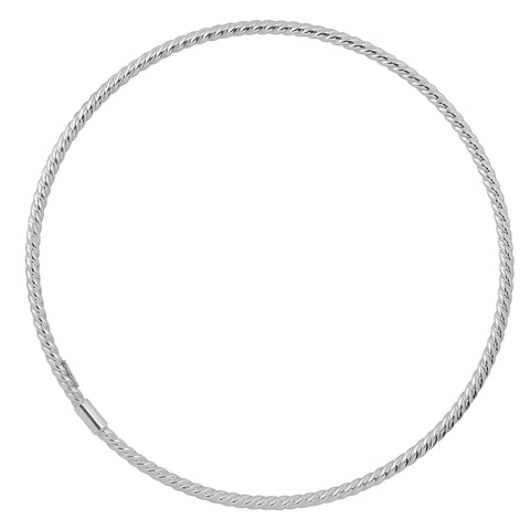 10k White Gold Twisted Cable Women's Bangle Bracelet, 8"