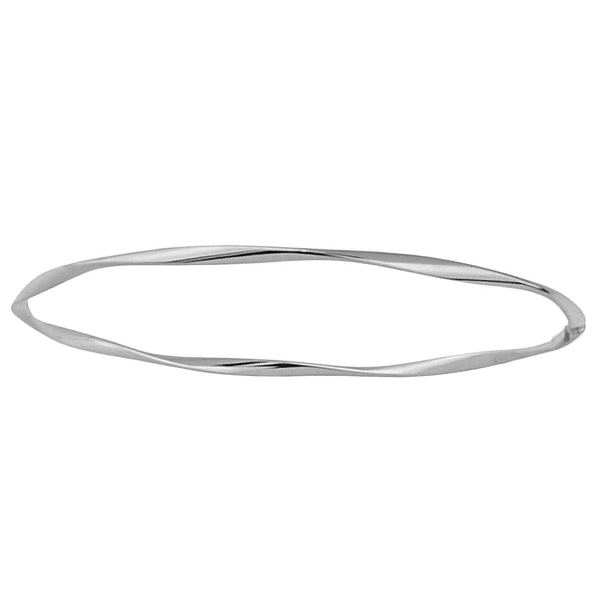 10k White Gold Wavy Women's Bangle Bracelet, 8.25" - JewelryAffairs