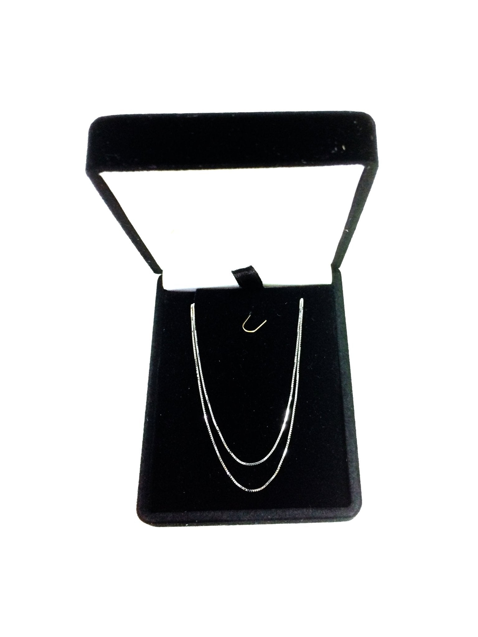10k White Solid Gold Mirror Box Chain Necklace, 0.45mm - JewelryAffairs