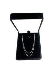 10k White Solid Gold Mirror Box Chain Necklace, 0.45mm - JewelryAffairs