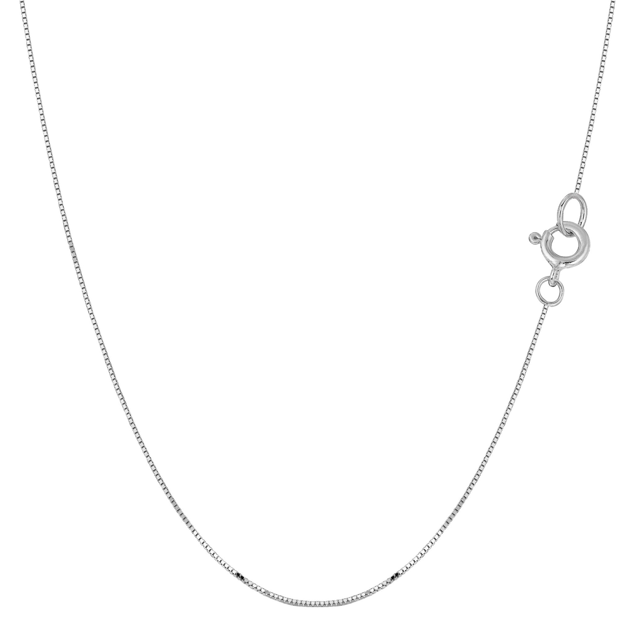 10k White Solid Gold Mirror Box Chain Necklace, 0.45mm - JewelryAffairs