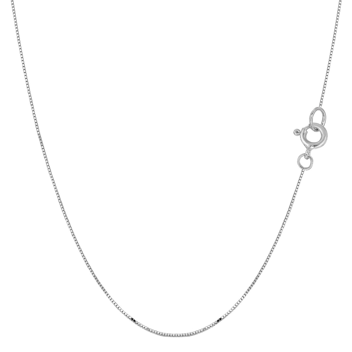 10k White Solid Gold Mirror Box Chain Necklace, 0.45mm - JewelryAffairs