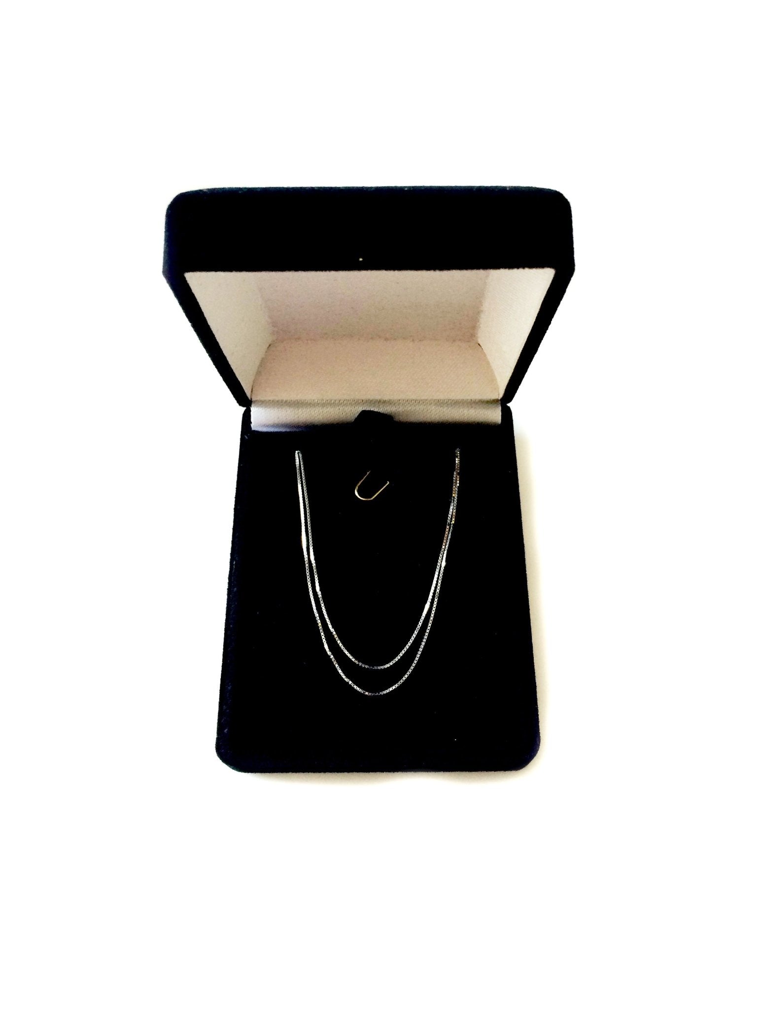 10k White Solid Gold Mirror Box Chain Necklace, 0.6mm - JewelryAffairs