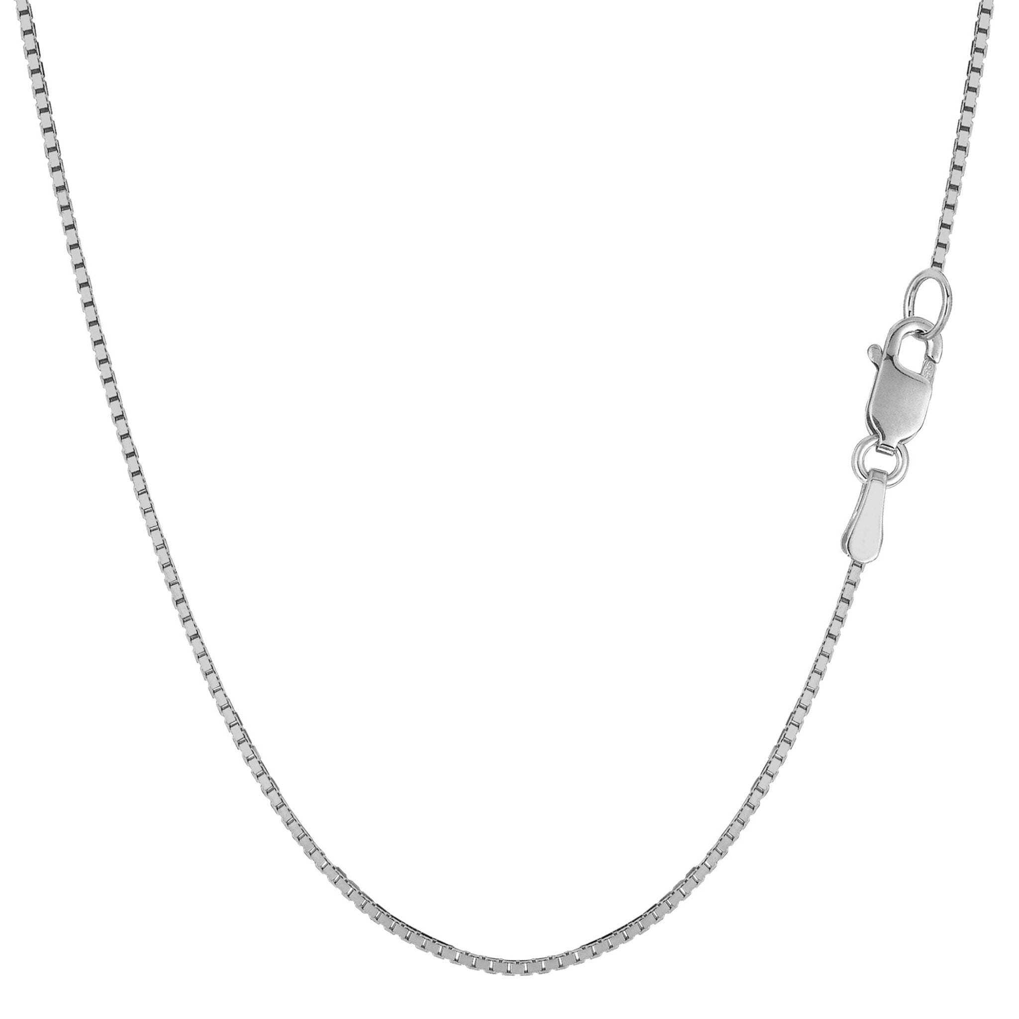 10k White Solid Gold Mirror Box Chain Necklace, 1.0mm - JewelryAffairs