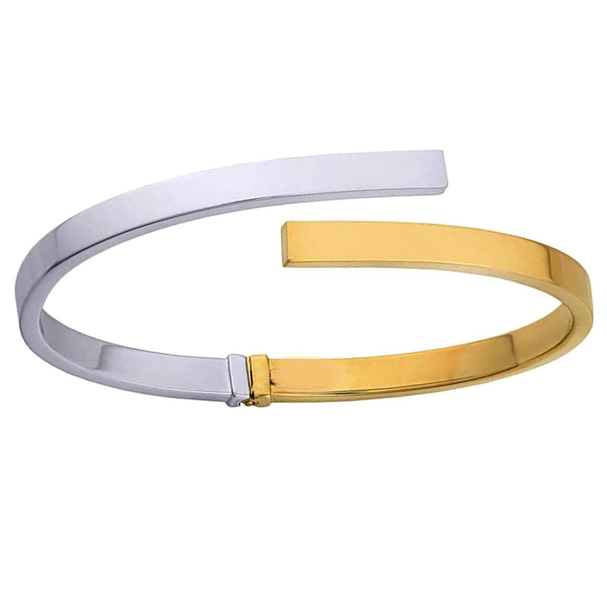 10k Yellow And White Gold Bypass Women's Bangle Bracelet, 7" - JewelryAffairs