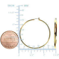 10k Yellow Gold 1.5mm Shiny Round Tube Hoop Earrings