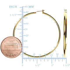 10k Yellow Gold 1.5mm Shiny Round Tube Hoop Earrings