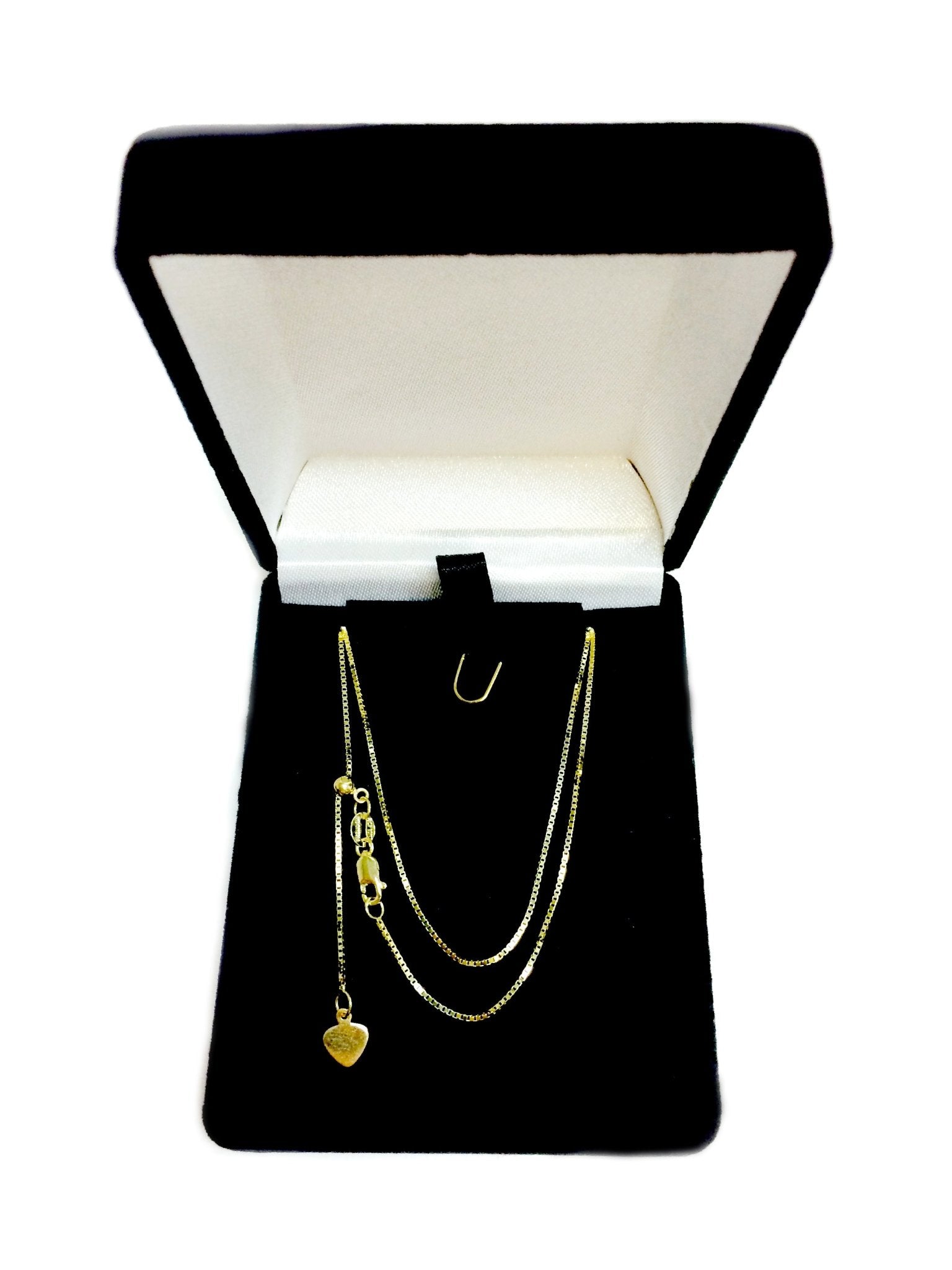 10k Yellow Gold Adjustable Box Link Chain Necklace, 0.7mm, 22" - JewelryAffairs