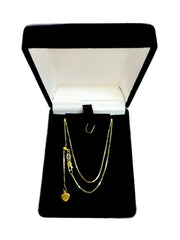 10k Yellow Gold Adjustable Box Link Chain Necklace, 0.7mm, 22" - JewelryAffairs