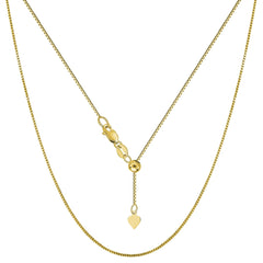 10k Yellow Gold Adjustable Box Link Chain Necklace, 0.7mm, 22" - JewelryAffairs