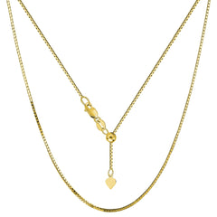 10k Yellow Gold Adjustable Box Link Chain Necklace, 0.85mm, 22" - JewelryAffairs