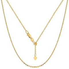 10k Yellow Gold Adjustable Cable Link Chain Necklace, 0.9mm, 22" - JewelryAffairs