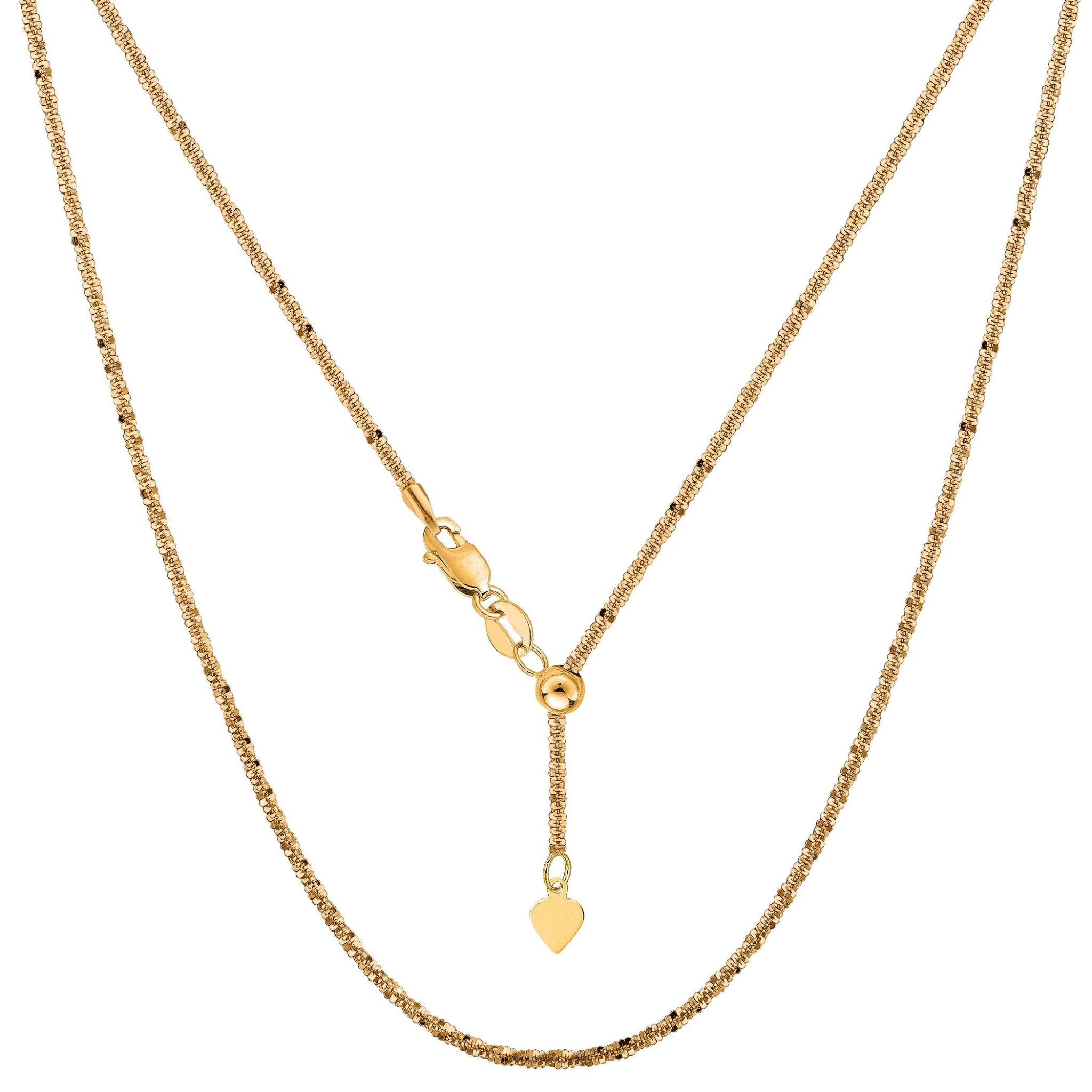 10k Yellow Gold Adjustable Sparkle Link Chain Necklace, 1.5mm, 22" - JewelryAffairs