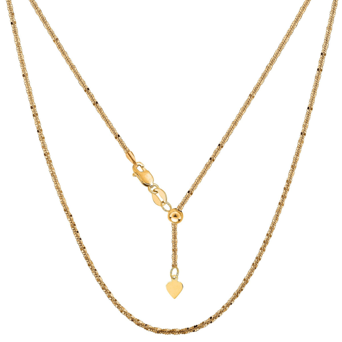 10k Yellow Gold Adjustable Sparkle Link Chain Necklace, 1.5mm, 22" - JewelryAffairs