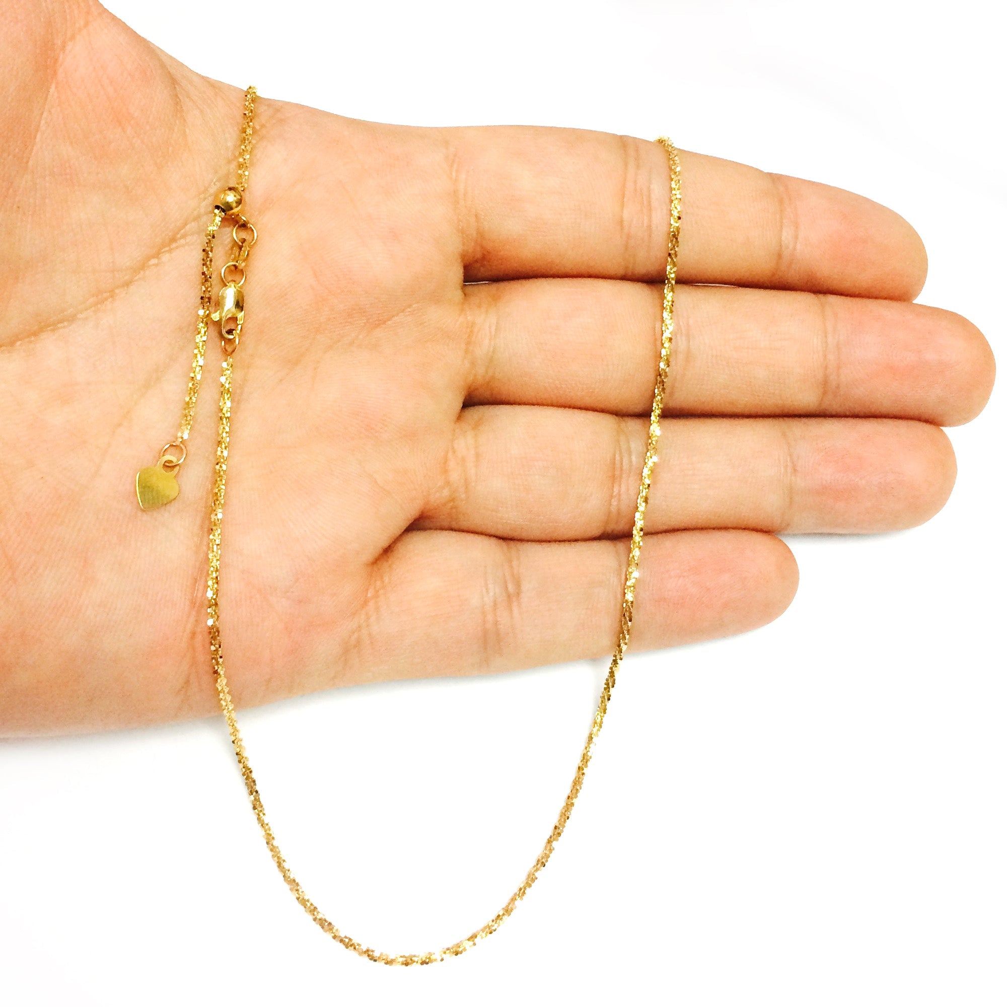 10k Yellow Gold Adjustable Sparkle Link Chain Necklace, 1.5mm, 22" - JewelryAffairs