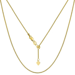 10k Yellow Gold Adjustable Wheat Link Chain Necklace, 1.0mm, 22" - JewelryAffairs