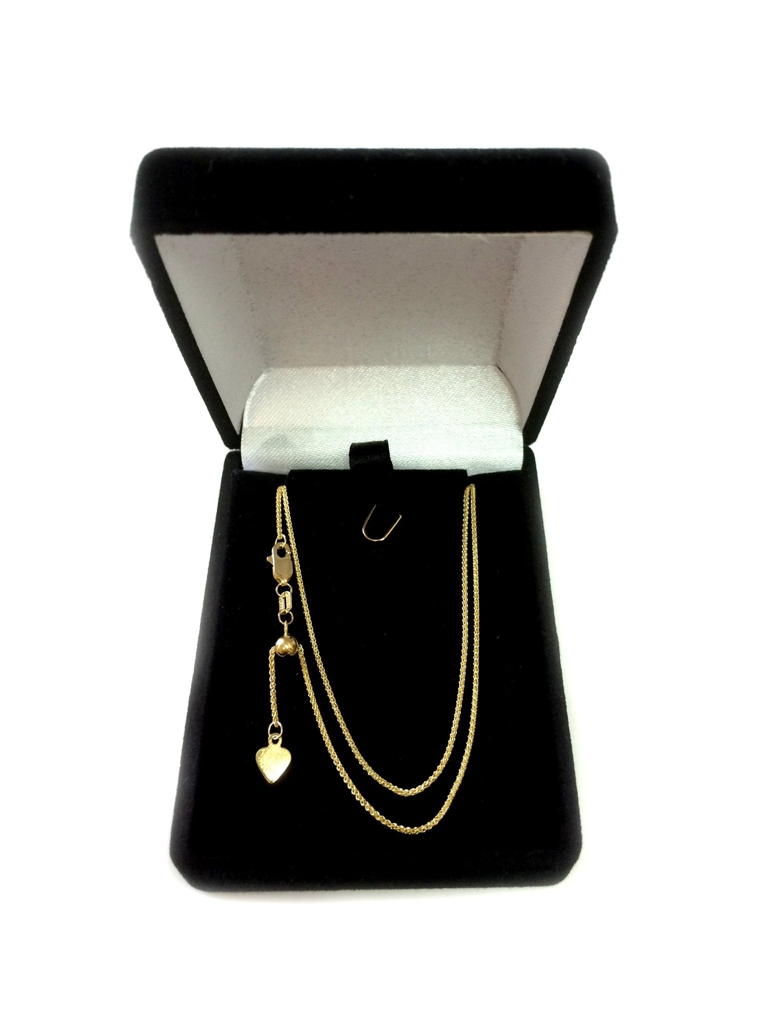10k Yellow Gold Adjustable Wheat Link Chain Necklace, 1.0mm, 22" - JewelryAffairs