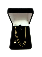 10k Yellow Gold Adjustable Wheat Link Chain Necklace, 1.0mm, 22" - JewelryAffairs