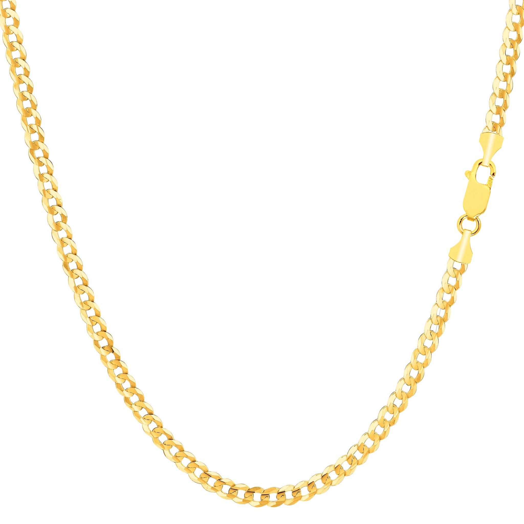 10k Yellow Gold Comfort Curb Chain Necklace, 2.6mm - JewelryAffairs