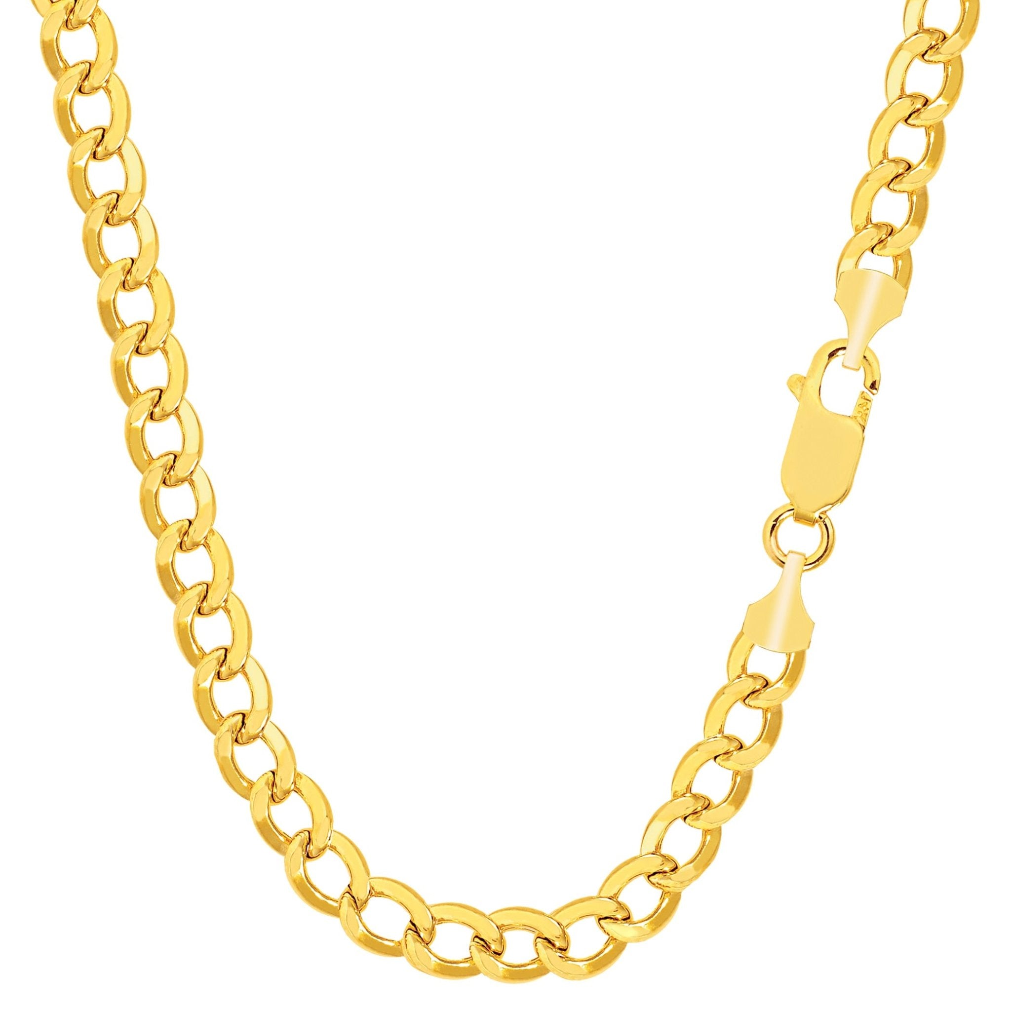10k Yellow Gold Curb Hollow Chain Necklace, 4.4mm - JewelryAffairs