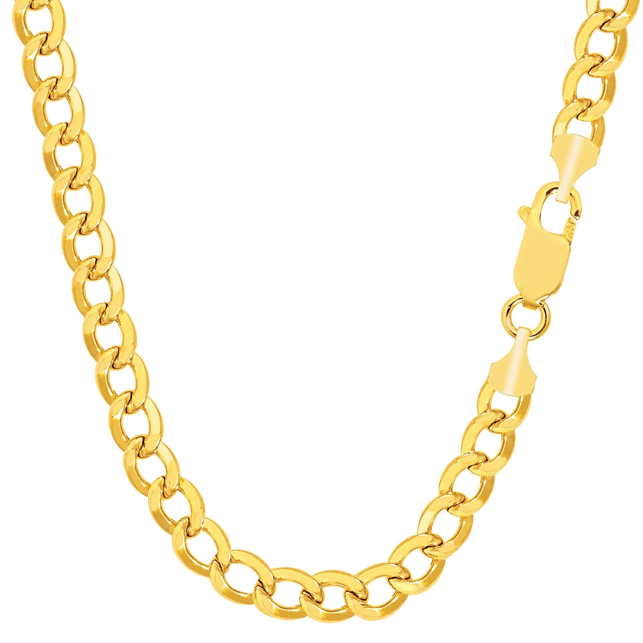 10k Yellow Gold Curb Hollow Chain Necklace, 5.3mm - JewelryAffairs
