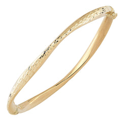 10k Yellow Gold Diamond Cut Women's Bangle Bracelet, 7.5" - JewelryAffairs