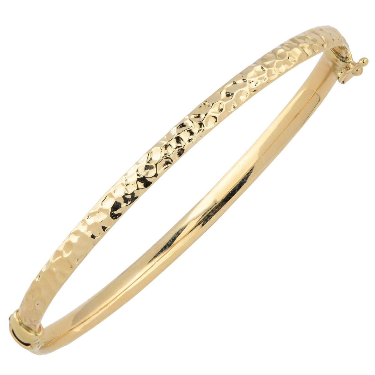 10k Yellow Gold Hammered Women's Bangle Bracelet, 7.5" - JewelryAffairs