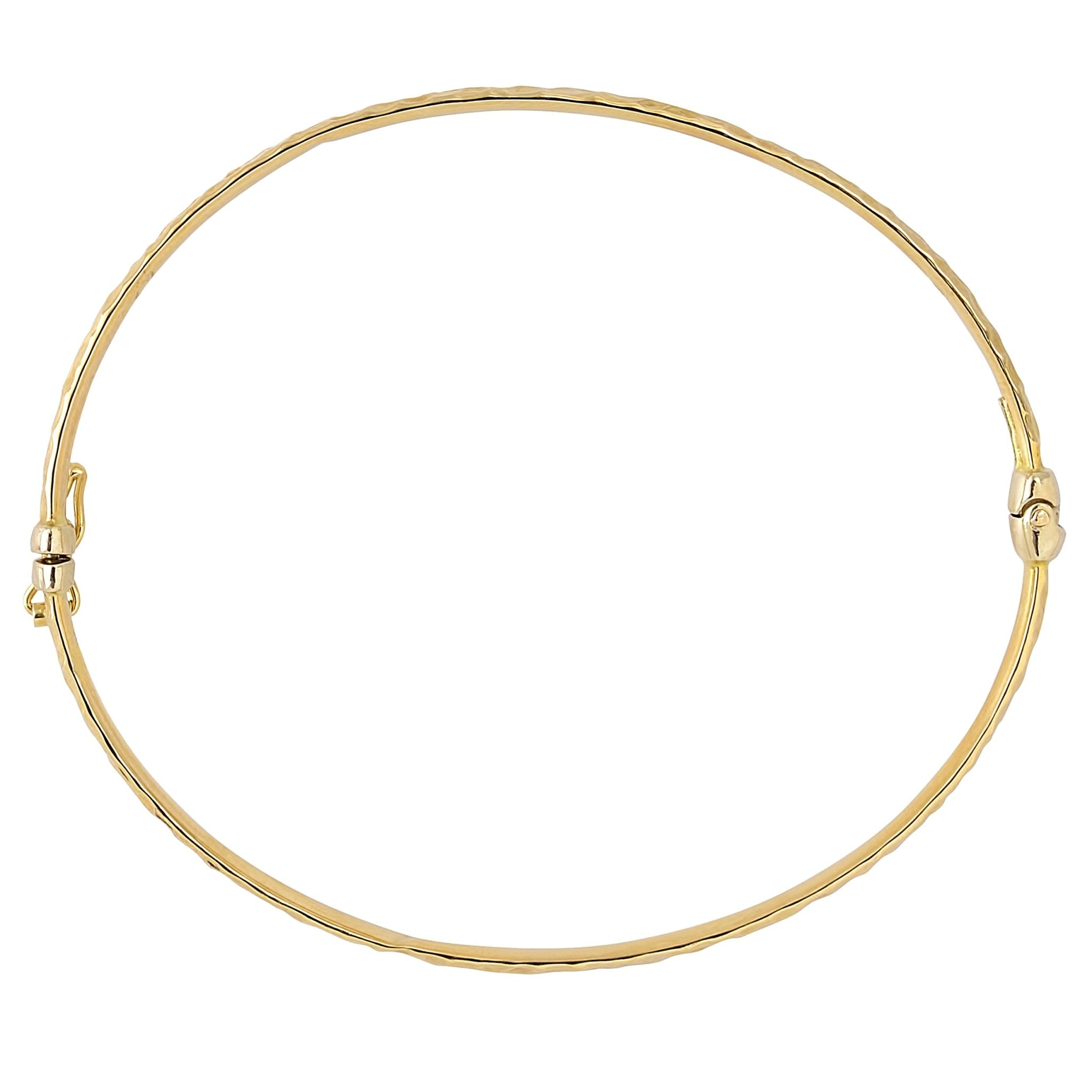 10k Yellow Gold Hammered Women's Bangle Bracelet, 7.5" - JewelryAffairs