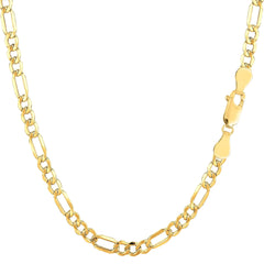 10k Yellow Gold Hollow Figaro Bracelet Chain, 3.5mm - JewelryAffairs