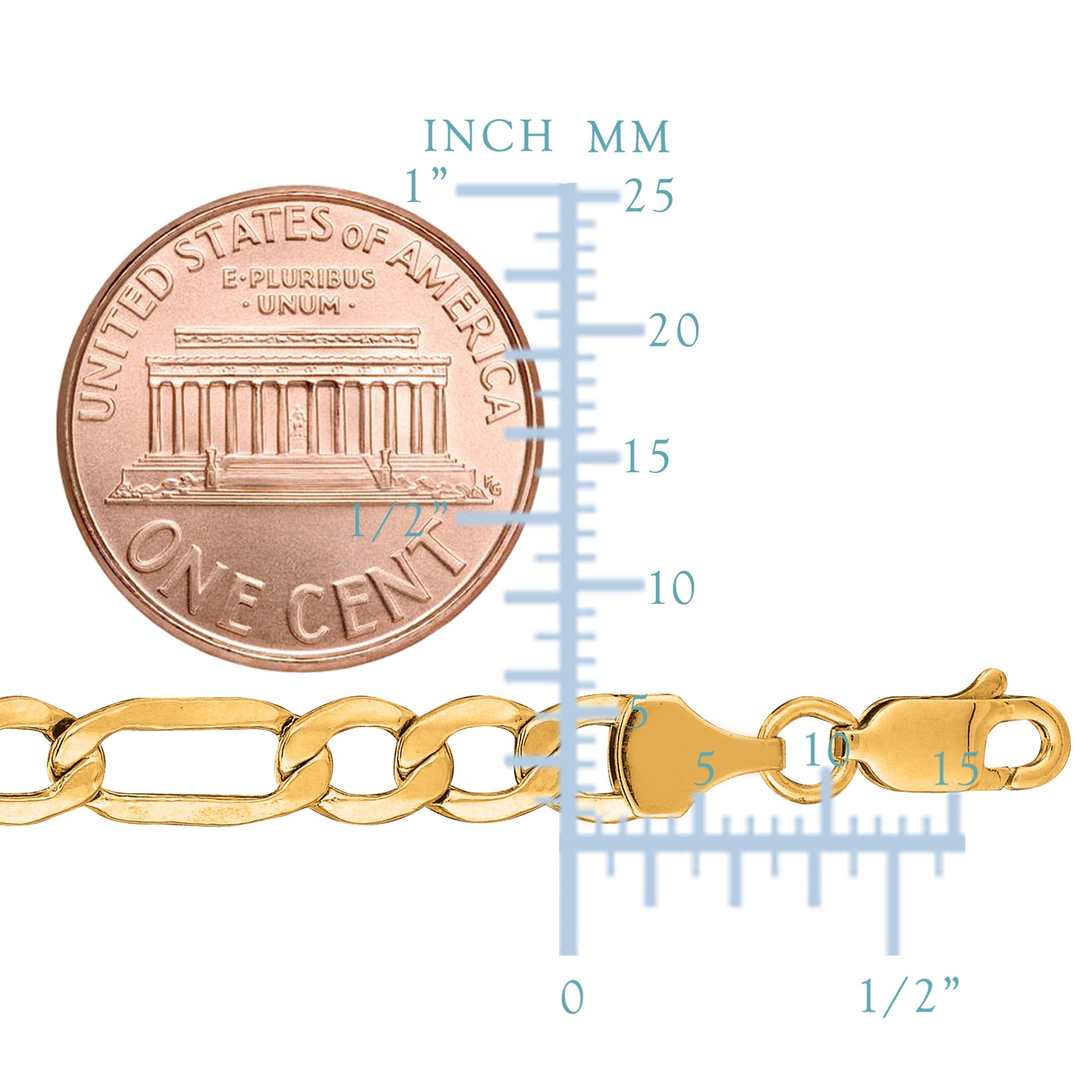 10k Yellow Gold Hollow Figaro Bracelet Chain, 5.4mm, 8.5" - JewelryAffairs